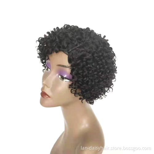 Wholesale Jerry  Short Curly  Human Hair Bob Cut With real Hairline none Lace Wigs